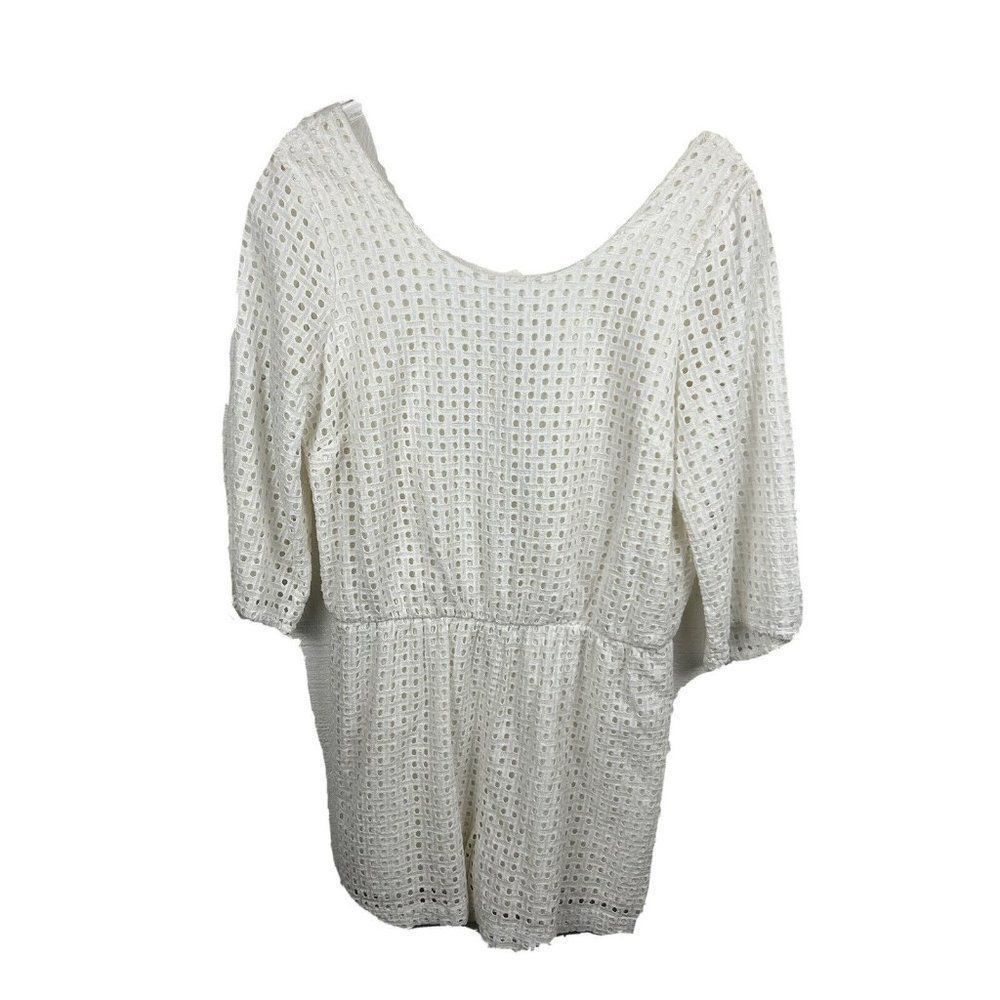 Lilka Romper M Womens White Eyelet Tie Short Sleeves Short Boho Anthropologie